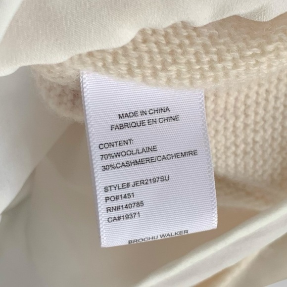 Brochu Walker Looker Sweater L Tan Layered V Neck Elbow Patch Neutral Cream - Picture 10 of 12